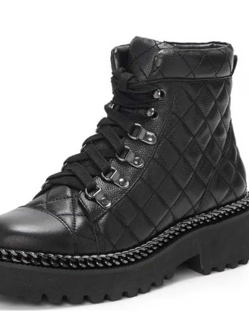 Vince Camuto Maissa Black Quilted Combat Boot